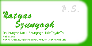 matyas szunyogh business card